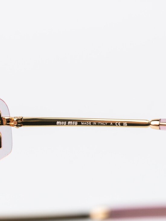 Miu Miu Women Sunglasses Gold Pink Mirror Rectangle Rimless MUA51S 5AK90Y main image 4